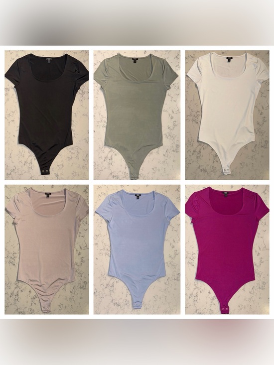 Express Tops - EXPRESS Body Contour Scoop Neck Short Sleeve Bodysuits XS Bundle of 6